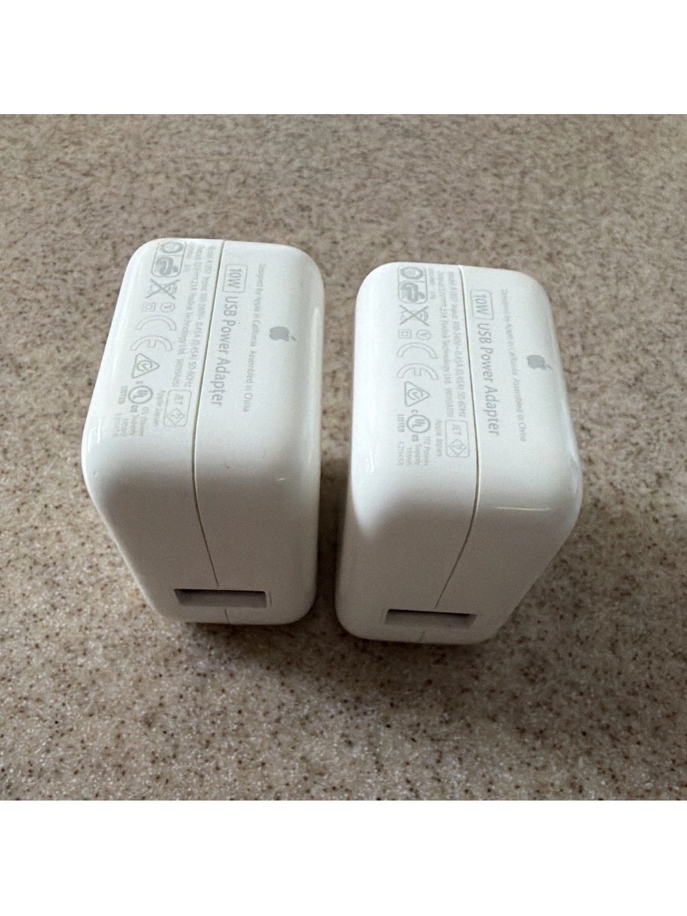 Apple 10W USB Wall Adapter / Travel Charger - White (MC359LL/A) A1357 Set of 2